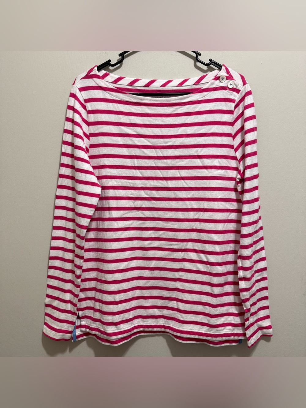 Vineyard Vines Small Pink & White Long Sleeve T Shirt Nautical Stripes